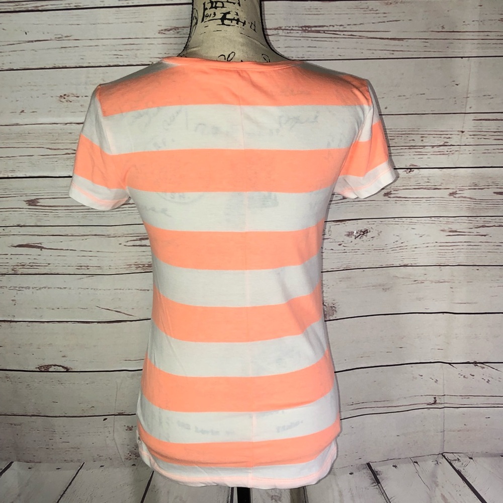 Victoria’s Secret Coral Striped Tee Size S - Picture 5 of 7